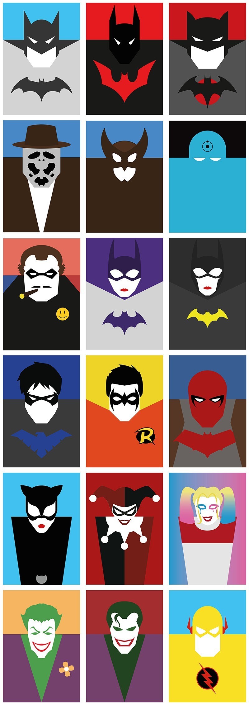 DC漫画角色扁平风格AI矢量插图